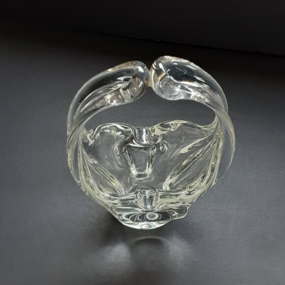 Vintage Art Glass Basket Clear 8inch tall Mid-century Modern Decor - Picture 2 of 8